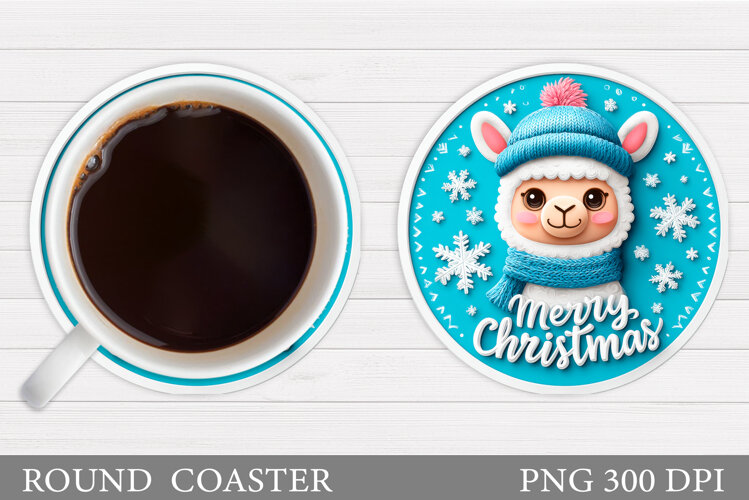 Christmas Lama Coaster Design. Christmas Coaster Sublimation example image 1