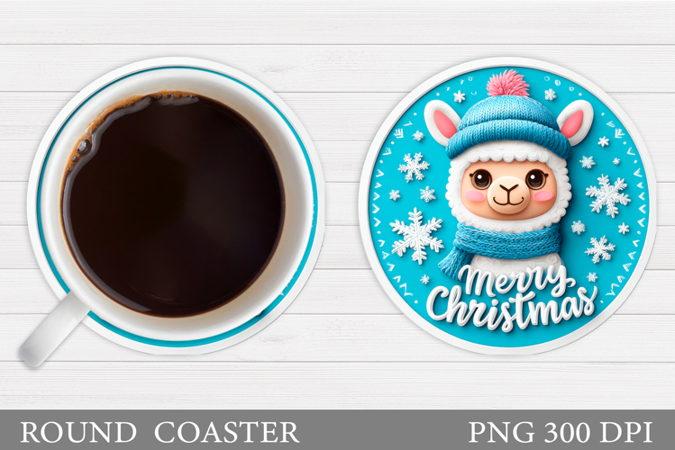 Christmas Lama Coaster Design. Christmas Coaster Sublimation