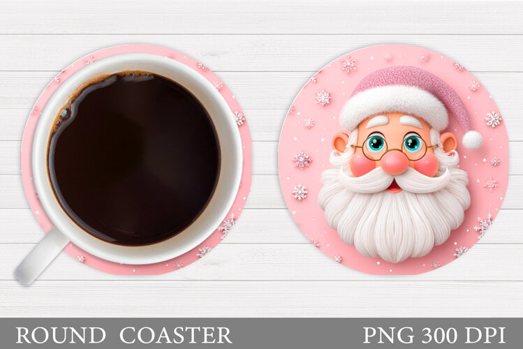 Cute Santa Coaster Sublimation. Christmas Coaster Design example image 1