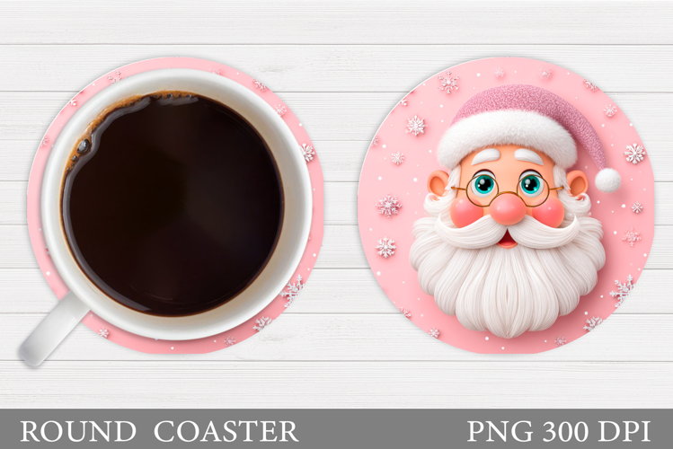 Cute Santa Coaster Sublimation. Christmas Coaster Design