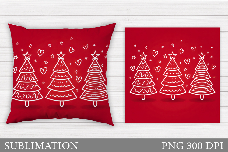 Christmas Tree Pillow Design. Christmas Pillow Sublimation
