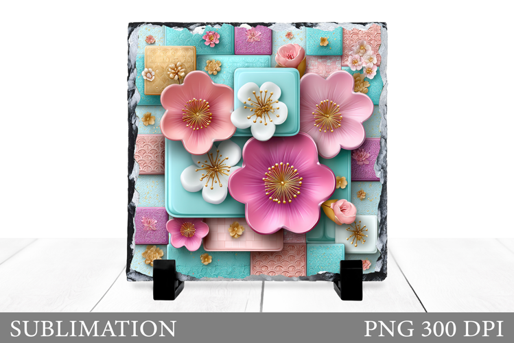 Flowers Slate Sublimation. Floral Sublimation