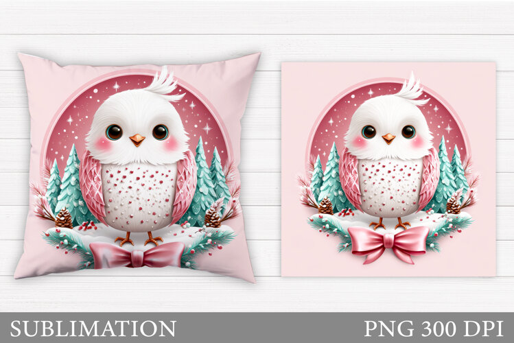 Christmas Bird Pillow Design. Christmas Pillow Sublimation example image 1