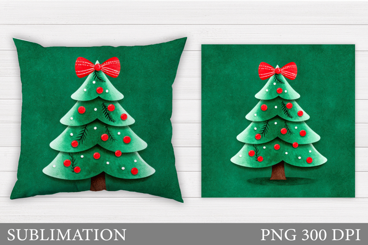 Christmas Tree Pillow Design. Christmas Pillow Sublimation