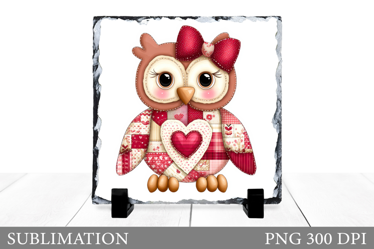 Valentines Owl Sublimation. Valentines Owl Slate Design