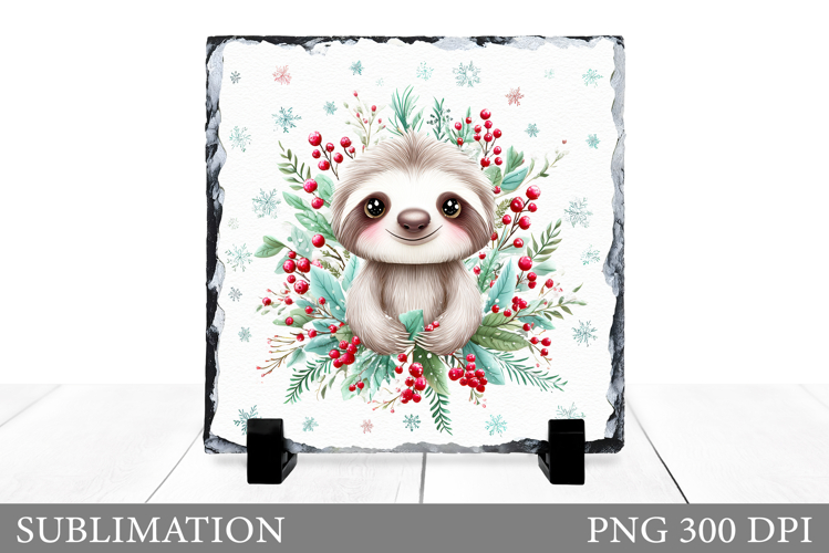 Christmas Sloth Sublimation. Christmas Sloth Slate Design