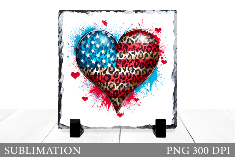 Patriotic Heart Sublimation. Patriotic Slate Design