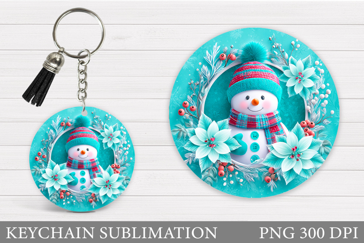 Christmas Snowman Keychain. Christmas Keychain Sublimation