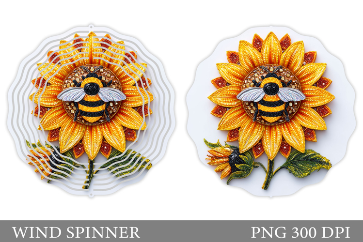 Bee Wind Spinner Sublimation. Flowers Wind Spinner Design