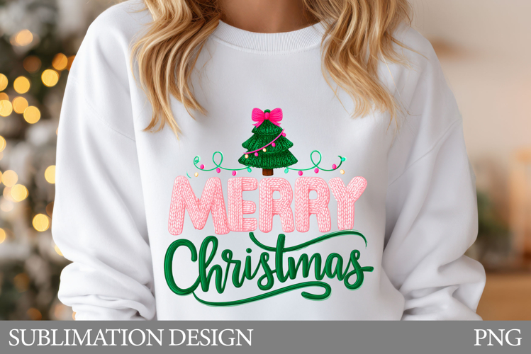 Crochet Merry Christmas T-Shirt. Christmas Sublimation