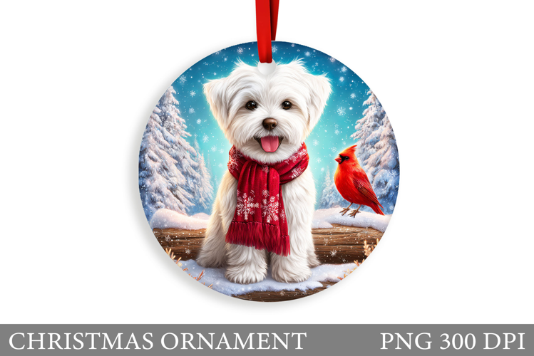 Cute Dog Christmas Ornament. Winter Dog Christmas Ornament