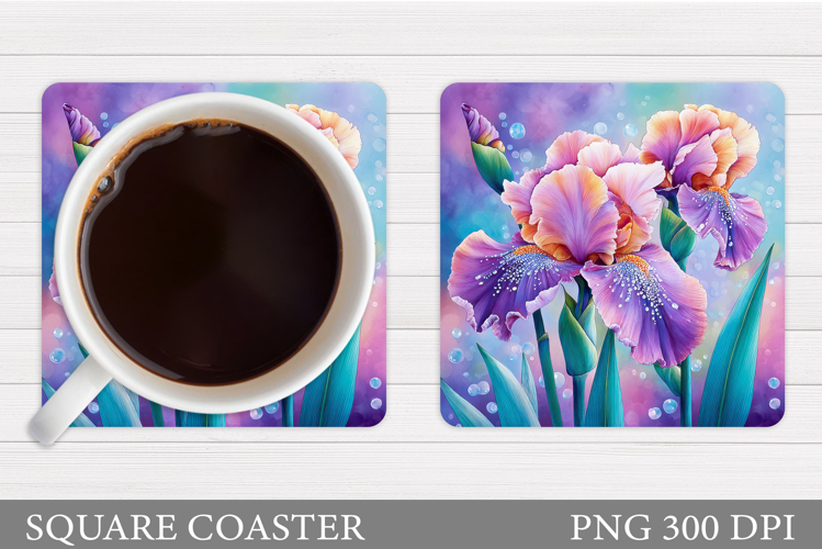 Flowers Coaster Design. Irises Coaster Sublimation