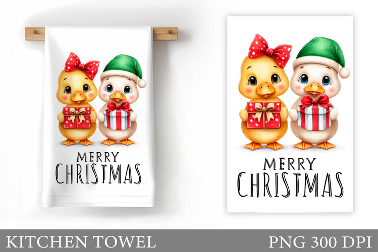 Christmas Duck Kitchen Towel. Christmas Kitchen Towel Design