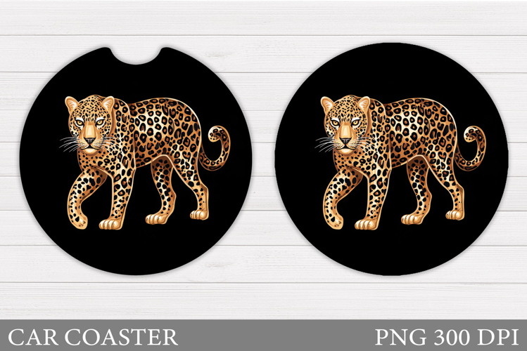 Leopard Car Coaster Design. Leopard Sublimation