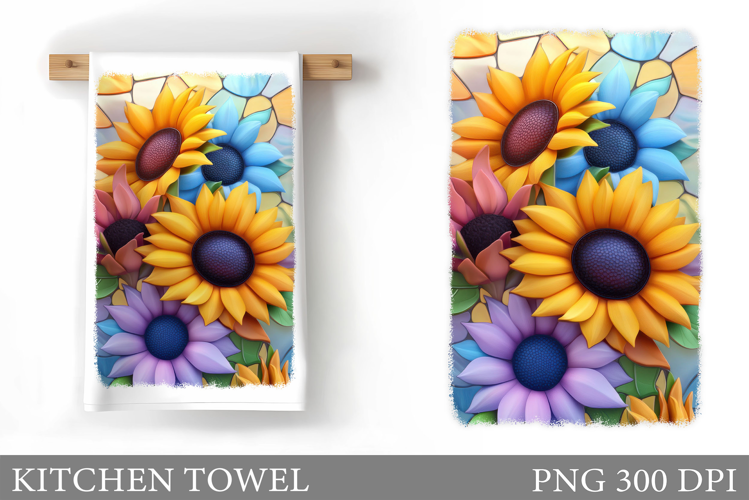 Sunflowers Kitchen Towel. Flowers Kitchen Towel Design