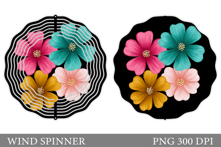 Floral Wind Spinner Sublimation. Flowers Wind Spinner Design