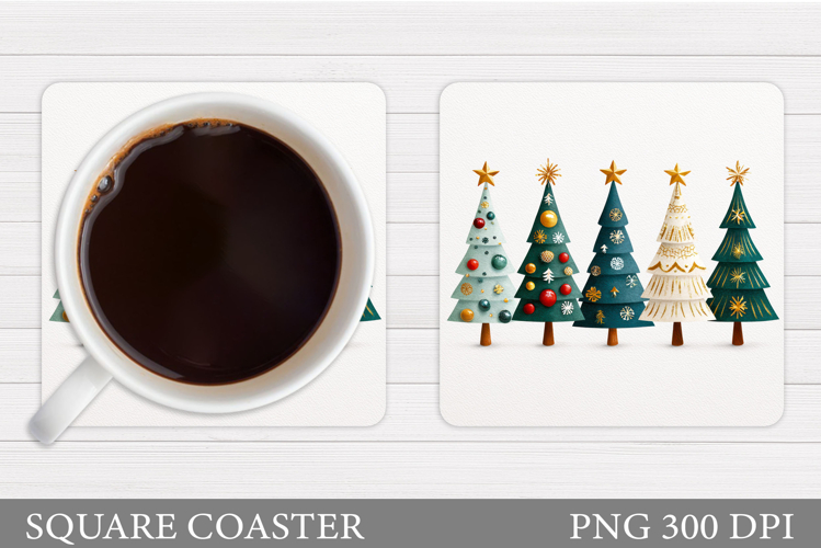 Christmas Tree Coaster Sublimation. Christmas Coaster Design