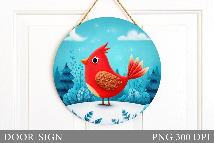 Cardinal Door Sign Design. Christmas Door Sign Sublimation