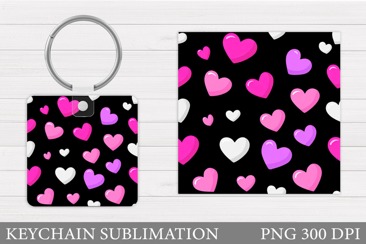 Hearts Keychain Design. Valentine Keychain Sublimation