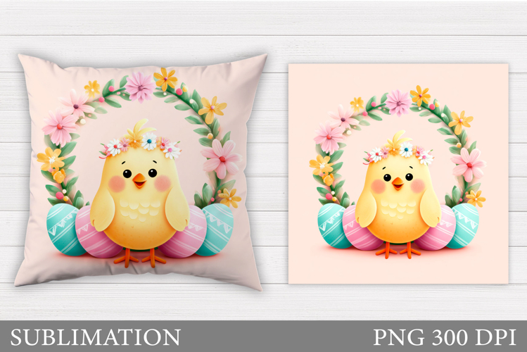 Easter Chick Pillow Sublimation. Easter Pillow Design