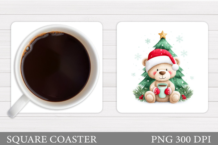 Cute Bear Coaster Design. Christmas Coaster Sublimation