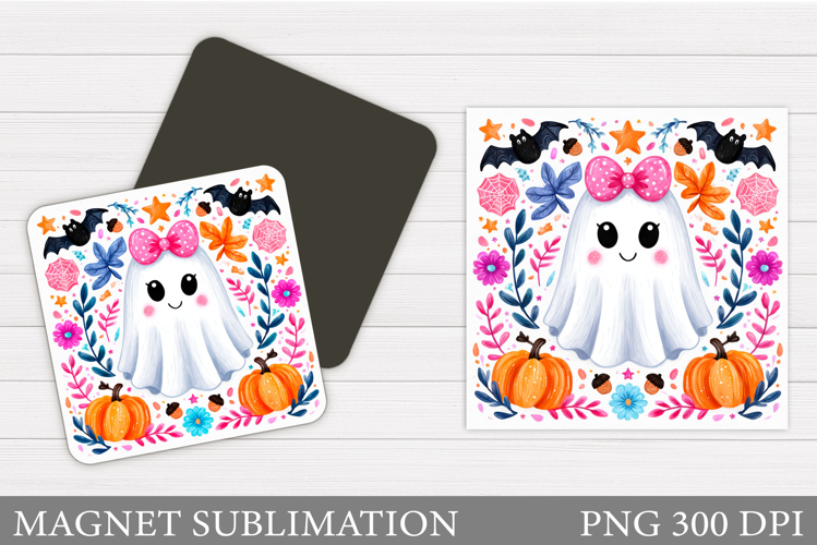 Cute Ghost Magnet Design. Halloween Magnet Sublimation
