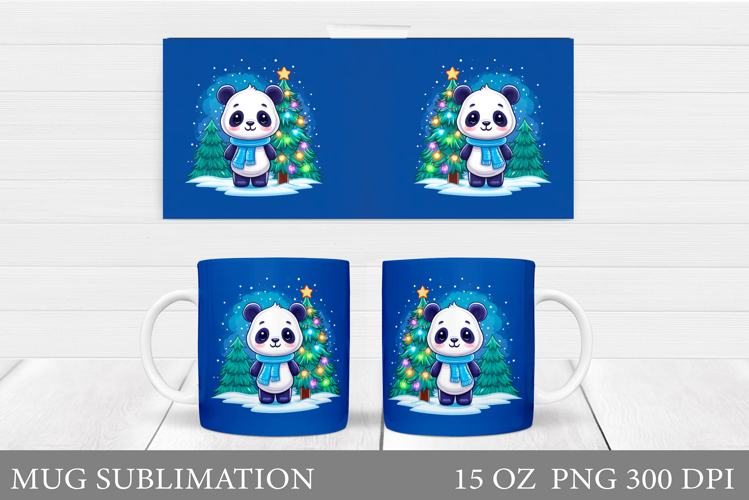 Christmas Panda Mug Design. Christmas Mug Sublimation