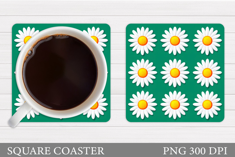 Daisy Flowers Coaster Design. Flowers Sublimation
