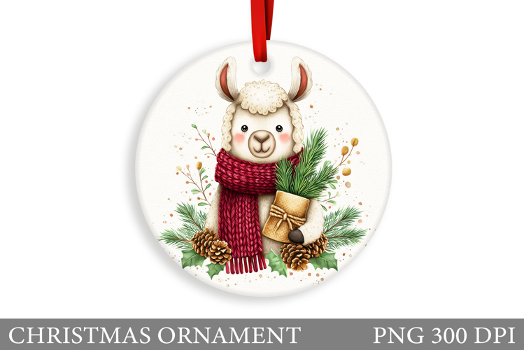 Cute Lama Christmas Ornament. Christmas Ornament Design