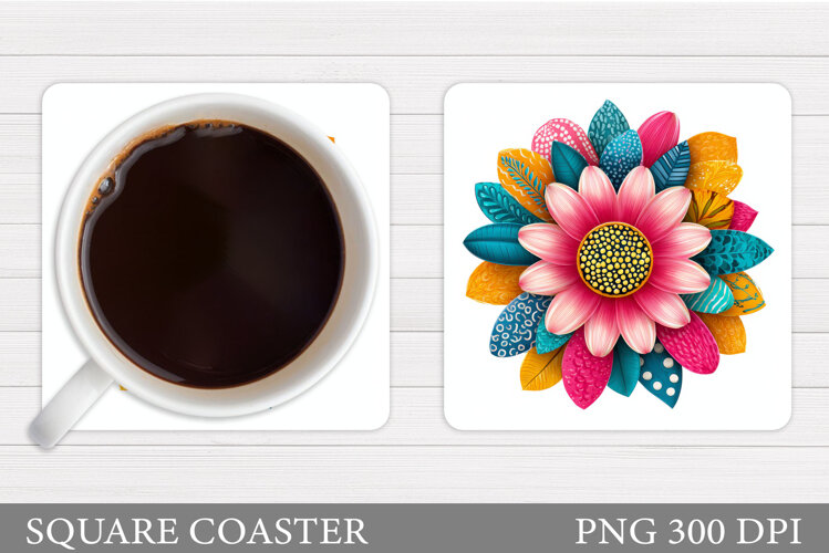 Flower Coaster Design. Floral Coaster Sublimation example image 1