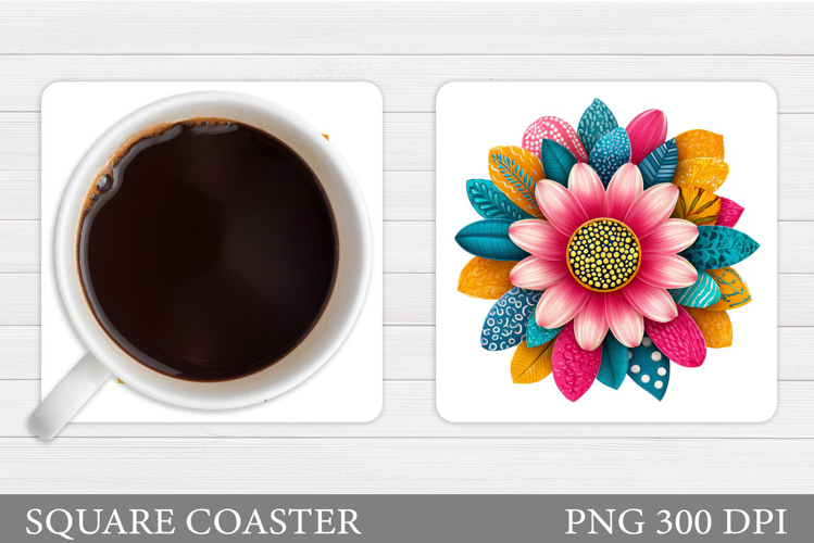 Flower Coaster Design. Floral Coaster Sublimation