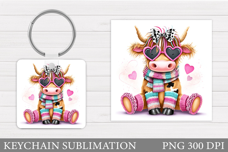 Valentines Cow Keychain. Valentine Keychain Design