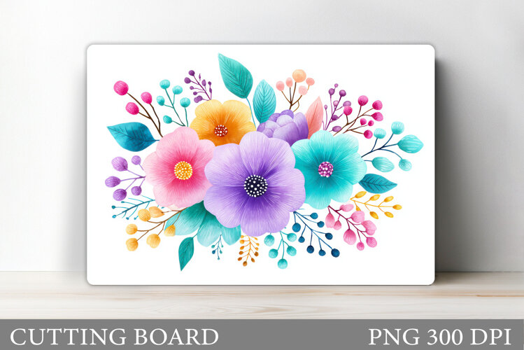 Floral Cutting Board Design. Flowers Cutting Board example image 1