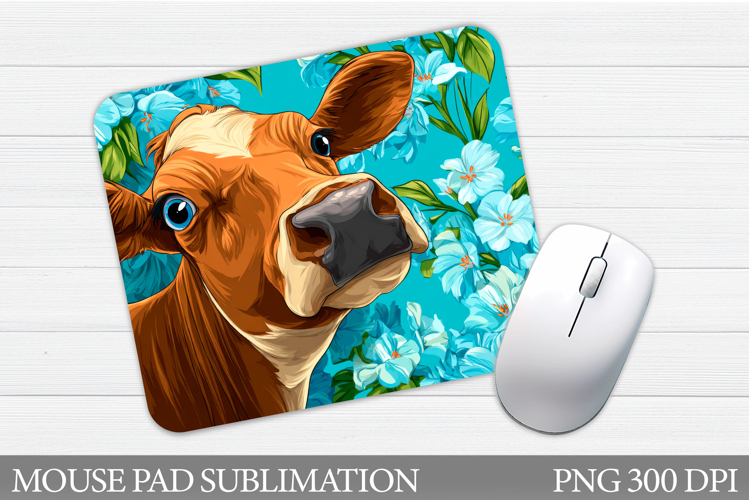 Cow Flowers Mouse Pad Design. Cow Mouse Pad Sublimation