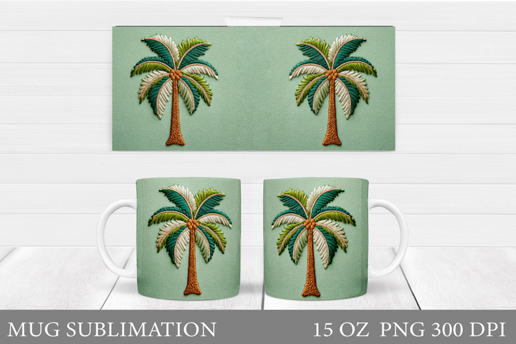Palm Tree Mug Sublimation. Summer Mug Wrap Design