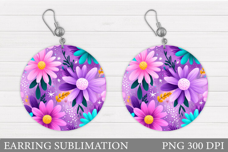 Flowers Earring Design. Floral Earring Sublimation example image 1