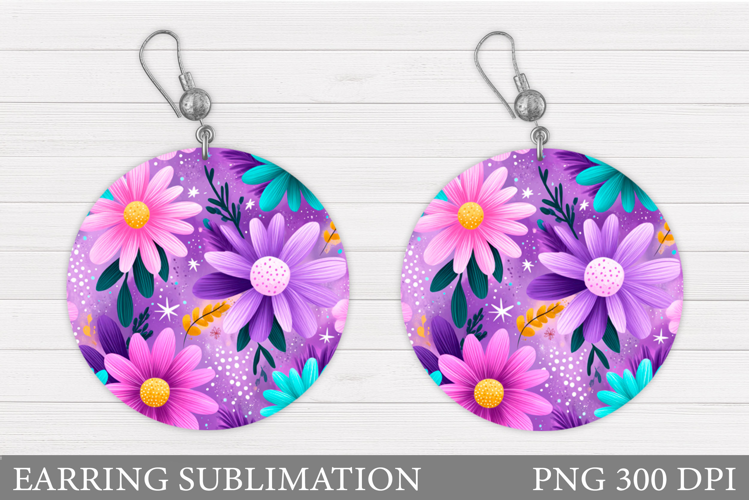 Flowers Earring Design. Floral Earring Sublimation