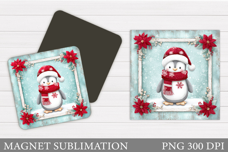Christmas Magnet Design. Penguin Magnet Sublimation