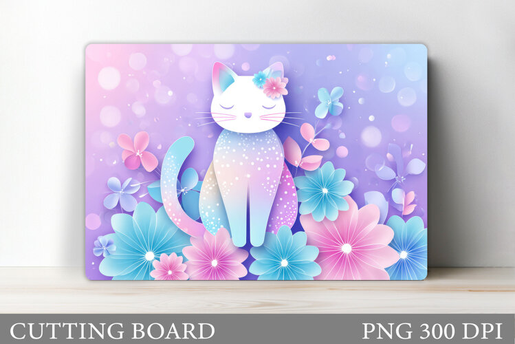 Cute Cat Cutting Board Design. Cute Cat Sublimation example image 1