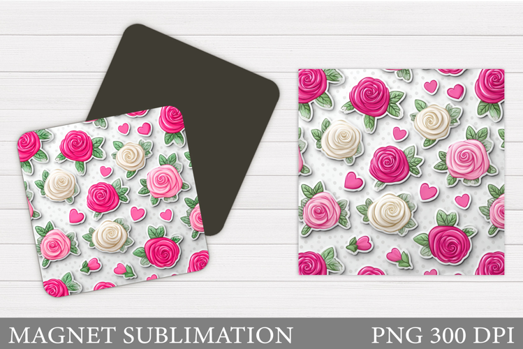 Roses Magnet Sublimation. Flowers Magnet Design