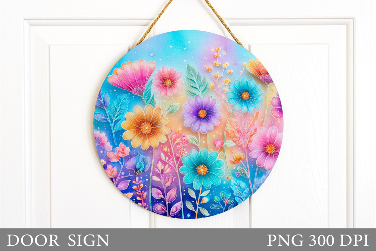Wildflowers Door Sign Sublimation. Flowers Door Sign Design