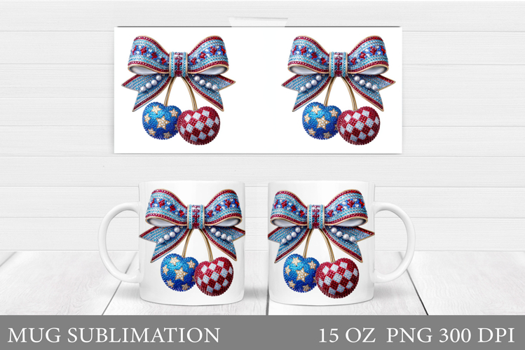 Cherry Mug Sublimation. Berries Mug Wrap Design