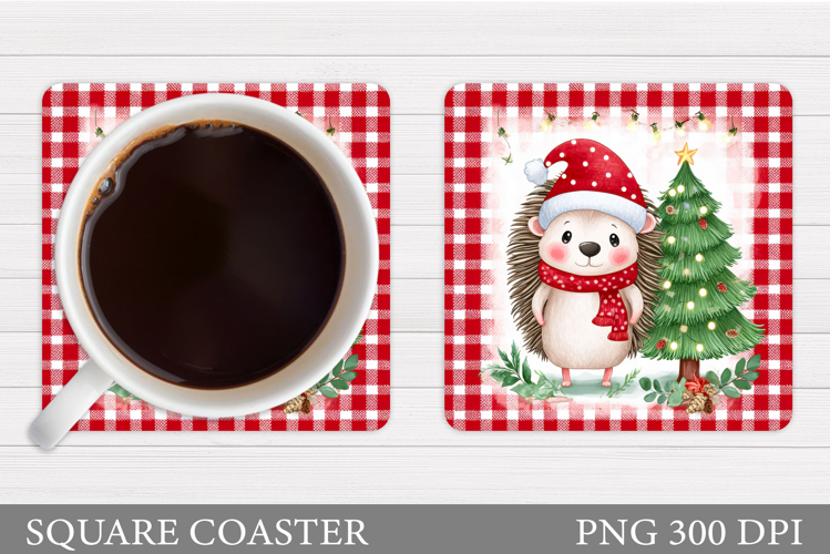 Christmas Hedgehog Coaster. Christmas Coaster Sublimation