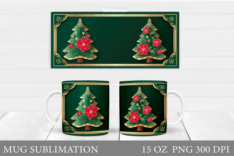 Christmas Tree Mug Design. Christmas Mug Sublimation example image 1