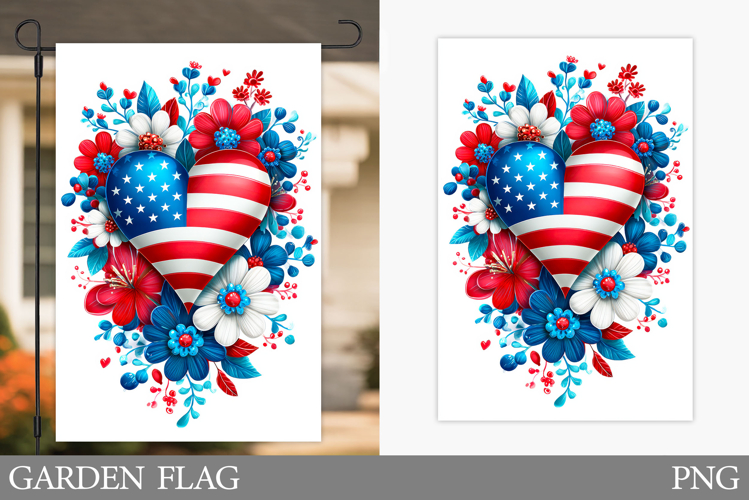 Patriotic Heart Garden Flag. Patriotic Garden Flag Design