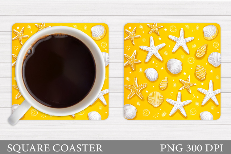 Starfish Coaster Sublimation. Seashell Coaster Design