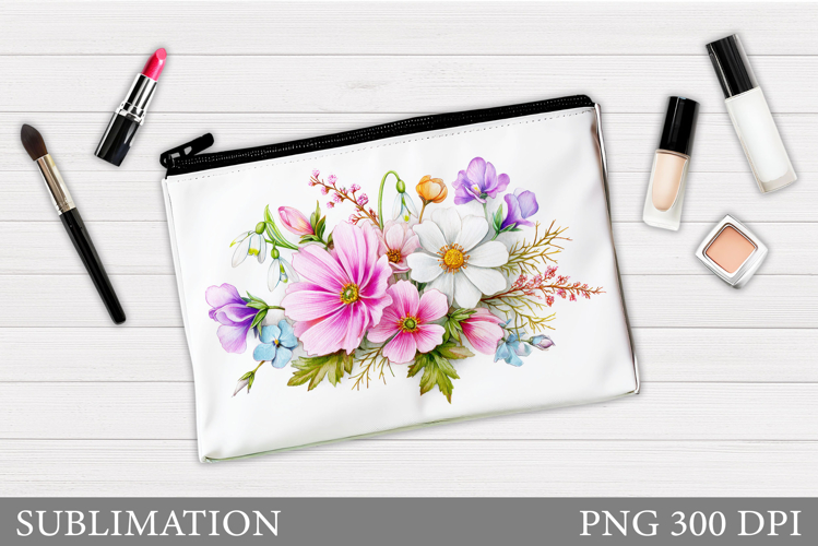 Floral Makeup Bag. Flowers Makeup Pouch Sublimation