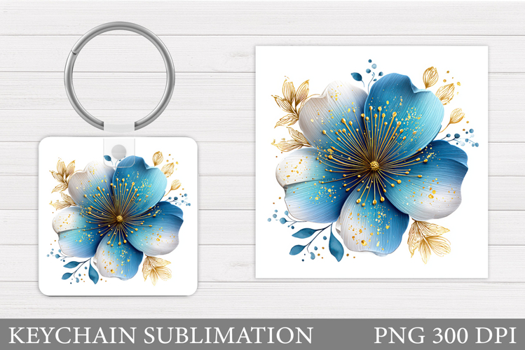 Flower Keychain Sublimation. Floral Keychain Design