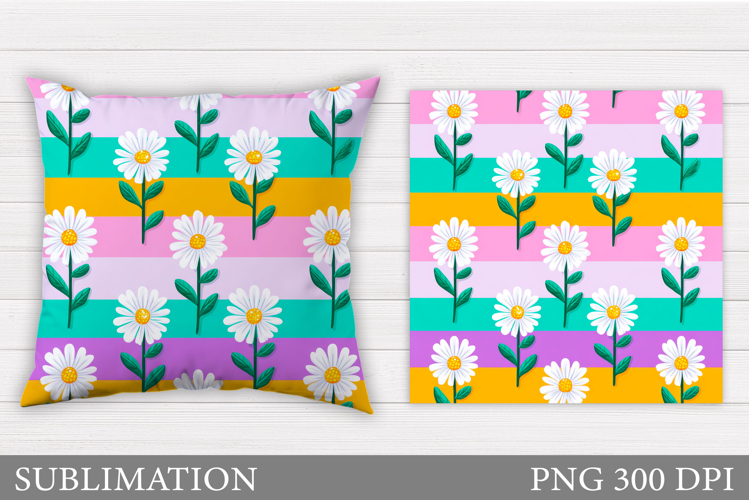 Daisy Flowers Pillow Design. Flowers Sublimation