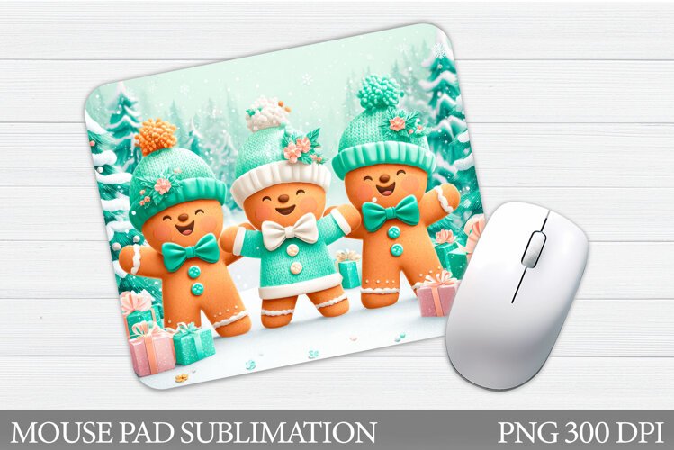 Cute Gingerbread Mouse Pad. Christmas Mouse Pad Design example image 1